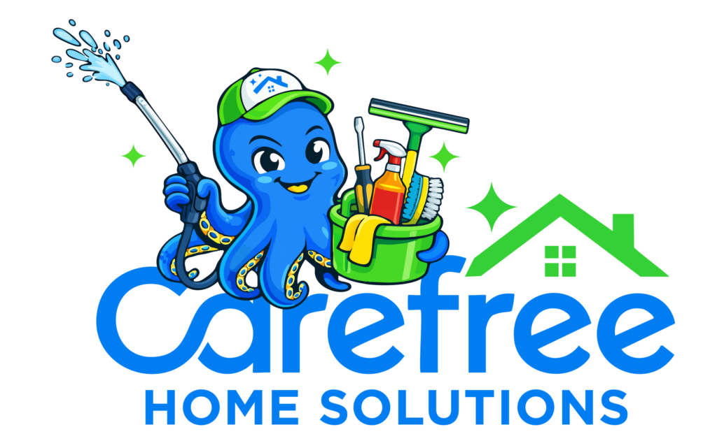 Carefree Home Solutions logo with smiling house mascot and company name in bold lettering